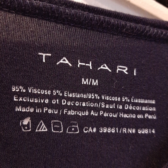 TAHARI Sheer Mesh Lace Asymmetric Long Sleeve Tunic Top Flowy Rayon - Picture 11 of 11